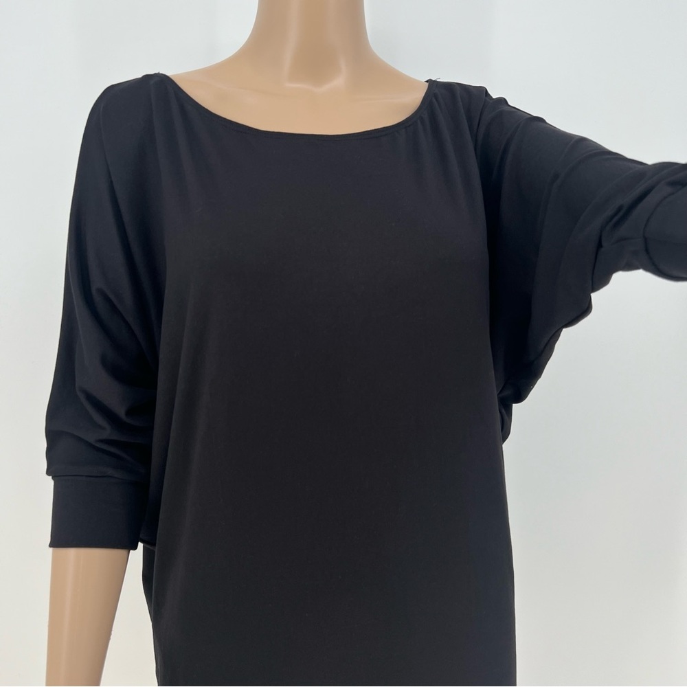 White Birch Top Womens Black With 3/4 Dolman Sleeve Batwing Sleeve Soft Feel NEW - Picture 2 of 8